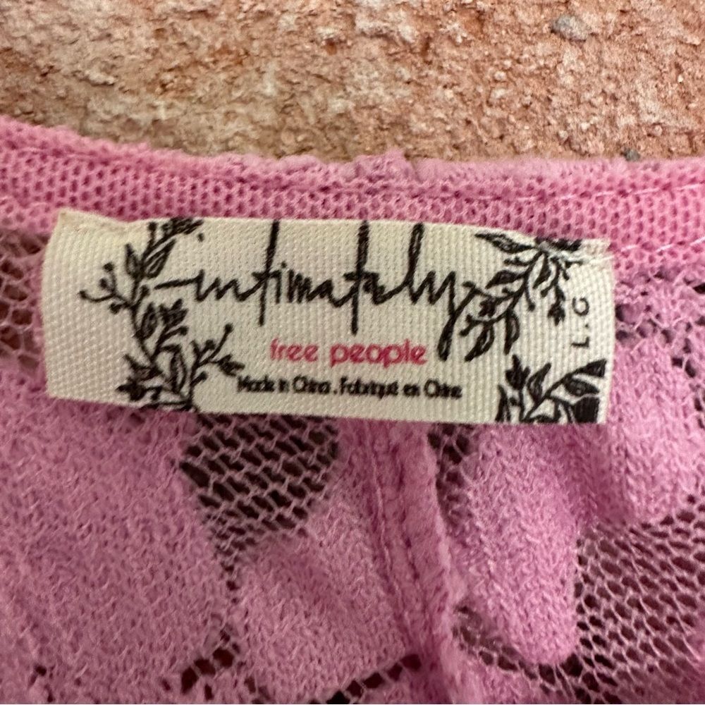 Intimately Free People Long Distance Floral Lace Shirt Women’s Large Pink Angel - Picture 6 of 10